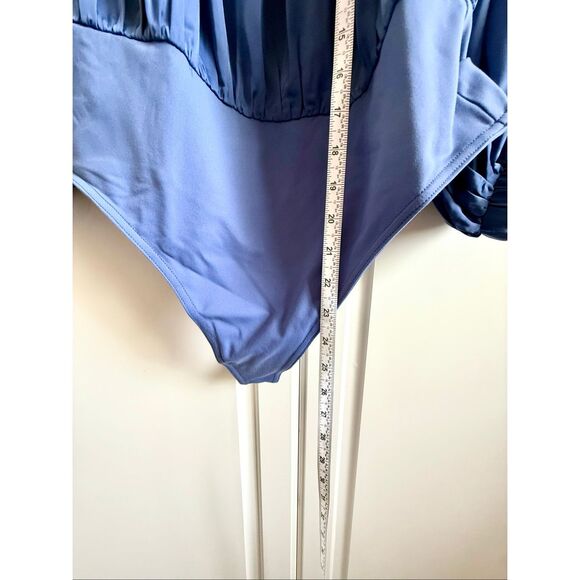 NWT Suzana Monaco off the shoulders matte satin blouson bodysuit. Size L - Picture 10 of 11